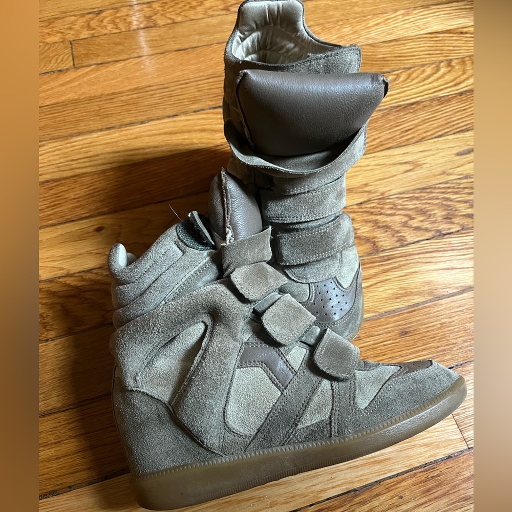 Isabel Marant tan velcro sneakers built-in heel. Size 36